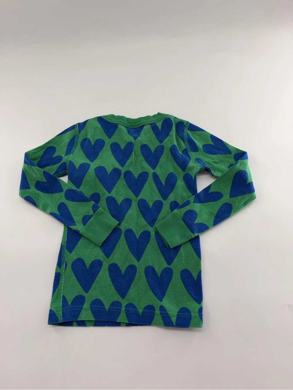 Hanna Andersson Long John Pajama Set Green Blue Girls Kids 110 cm Size 5 47681